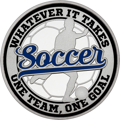 Navy Blue "Soccer" with Black Outer Circular Borders